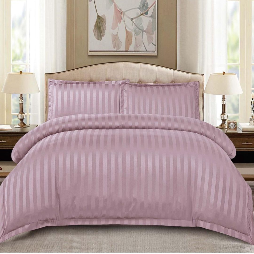 Lenjerie de Pat cu Elastic, 4 Piese, Damasc Satinat Roz Pudrat, 180x200 cm, 2 Persoane